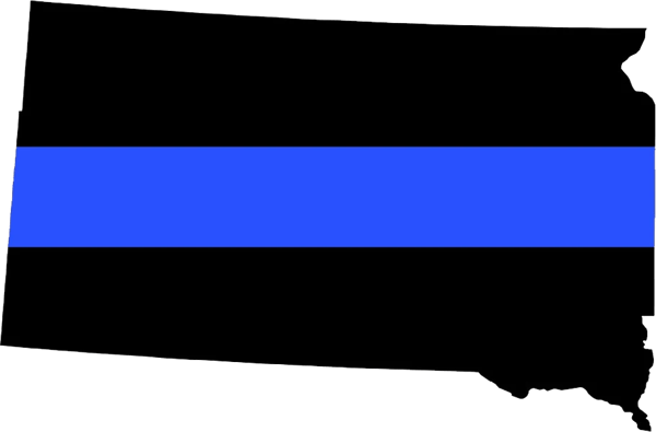 South Dakota State Shaped The Thin Blue Line Sticker Self Adhesive Vinyl police support SD V2 - C3484.png