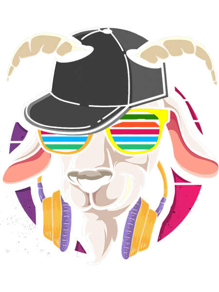 Funny Goat Retro Punk Goat With Headphones Dj Goat Music Gift.png