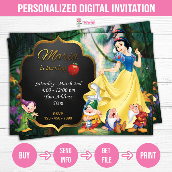 Snow white birthday invitation - Snow white personalized birthday invitation - Snow white printable birthday invitation.png