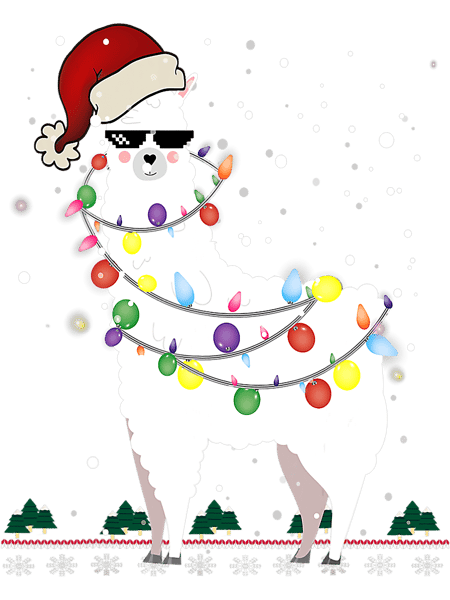 Llama Lover Christmas Llama Santa Hat Ugly Xmas Tree Alpaca Gift 54.png