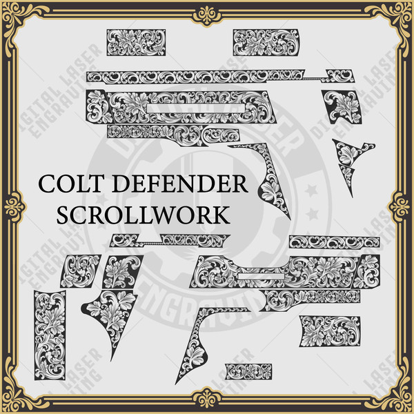 Laser Engraving Firerarm Design for Colt Defender Scrollwork.jpg