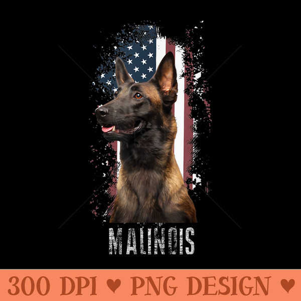 Belgian Malinois American Flag Funny T- Dog - PNG Design Files - High Resolution And Print Ready Designs