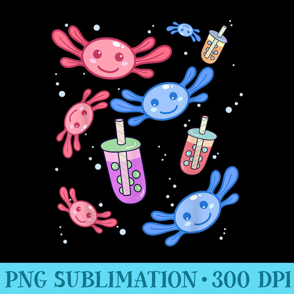 Axolotl Boba Bubble Tea Milk Tea Funny Axolotl - Free Transparent PNG Download - High Resolution And Print-Ready Designs