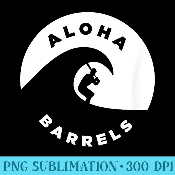 Aloha Barrels White Circular Baseball Surfer Logo - PNG Download - Vibrant and Eye-Catching Typography