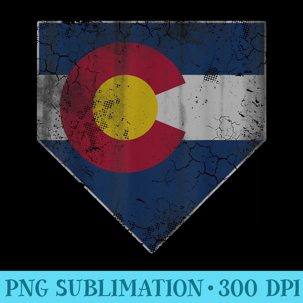 Colorado Flag Baseball Home Plate T - PNG Clipart Download - Instantly Transform Your Sublimation Projects