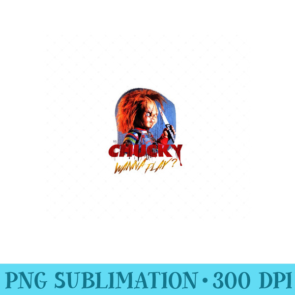 Childs Play Chucky Wanna Play Creepy Portrait - PNG Download - Perfect for Personalization