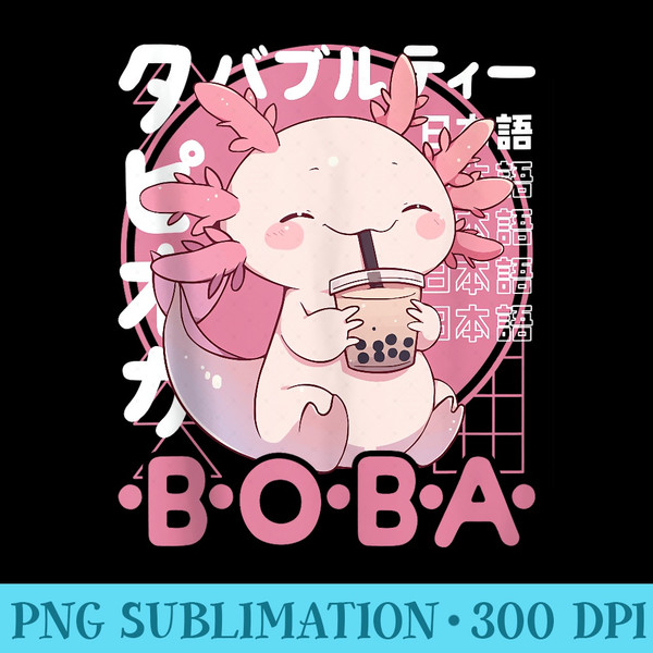 Axolotl Boba Tea Kawaii Bubble Tea Axolotl Anime Neko - PNG Graphics Download - Premium Quality PNG Artwork