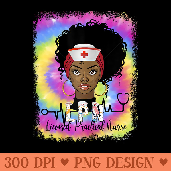 LPN Licensed Practical Nurse Messy Bun Black Girl Nurse - High Quality PNG files - Bring Your Designs to Life