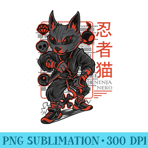 Japanese Japan Cat Kaiju Ninja Neko Anime - Transparent PNG Download - Unlock Vibrant Sublimation Designs