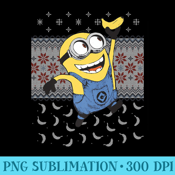 Despicable Me Minions Banana Ugly Christmas Premium T Premium - Shirt Vector Art - Create with Confidence