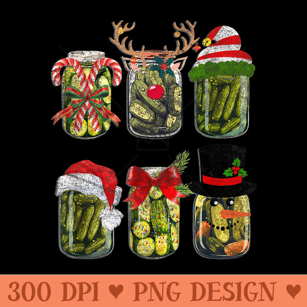 Vintage Pickle Jars Christmas Pickles Pickle - PNG Prints - Premium Quality PNG Artwork