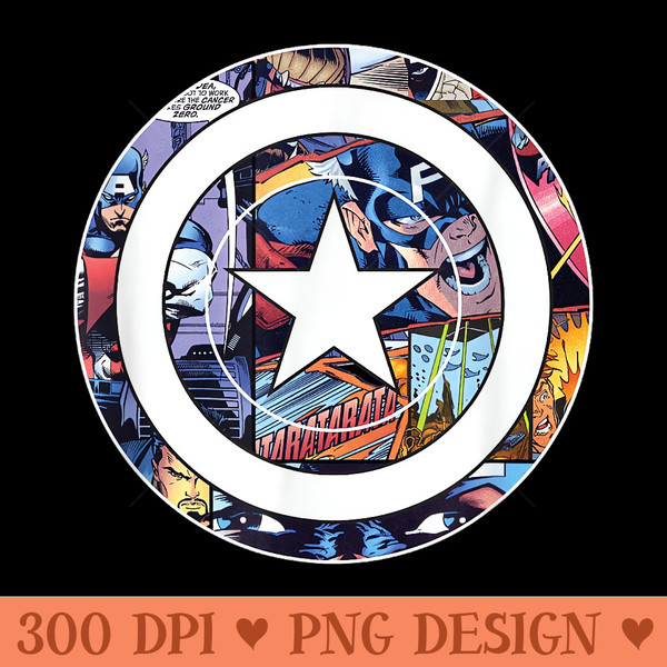 Marvel Comics Retro Classic Captain America Shield Panels - PNG Design Files - Instant Access To Downloadable Files