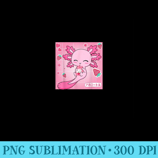 Kawaii Axolotl Strawberry Milk Shake Anime Manga Otaku - Unique Sublimation patterns - Unlock Vibrant Sublimation Designs