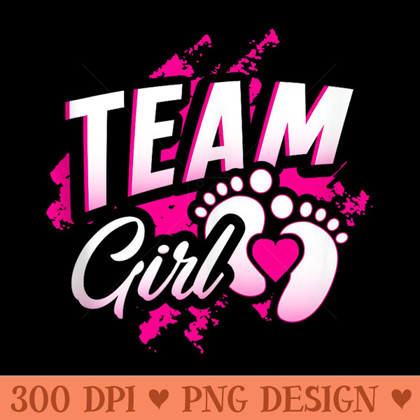 Gender Reveal Team Girl Baby Shower Party Pink Blue - Vector PNG Clipart - Perfect for Personalization