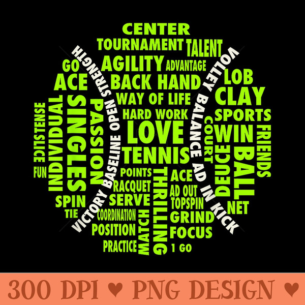 Tennis Ball Word Cloud  Cool Tennis Players - Transparent PNG Clipart - Versatile And Customizable Designs