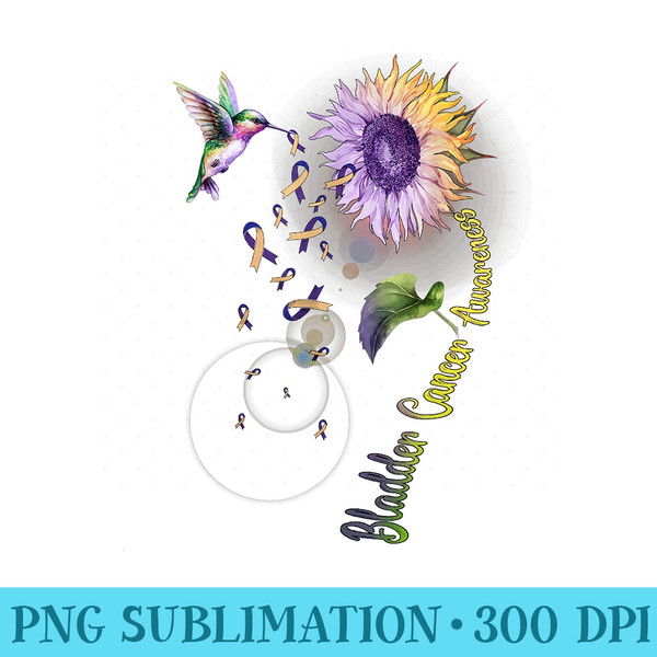 Bladder Cancer Sunflower Hummingbird - Shirt Clipart Free PNG - Unlock Vibrant Sublimation Designs