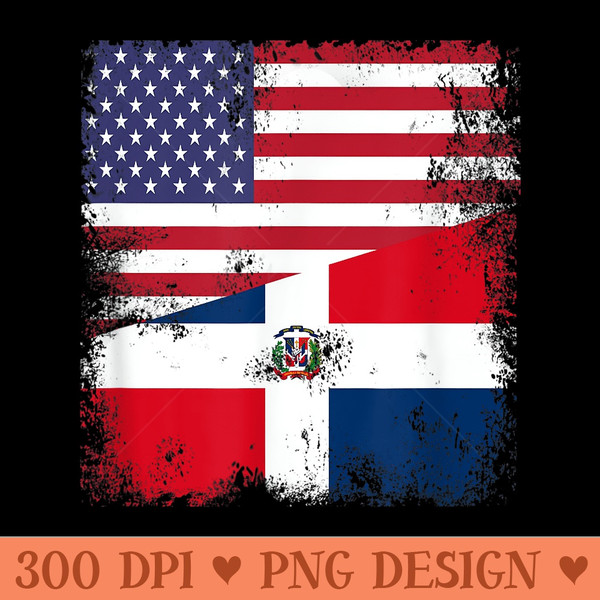 Half Dominican Flag T  Vintage USA - PNG Graphics - Stunning Sublimation Graphics