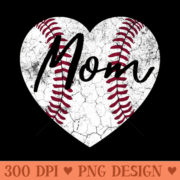Baseball Softball Heart Mom MotherS Day - PNG image download - Create with Confidence