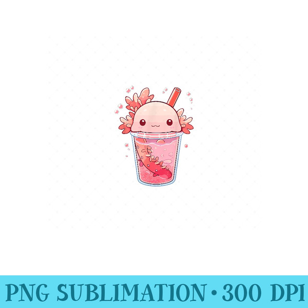 Axolotl Bubble Tea Boba Milk Tea Kawaii Anime Lover - PNG Download - Trendsetting And Modern Collections