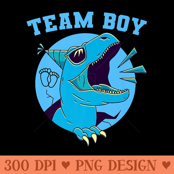 Team Gender Reveal Team Blue Dinosaur Baby Shower Party Premium - PNG download - Perfect for Personalization