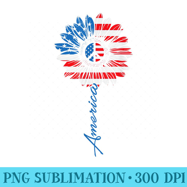 4th of JULY . PEACE SUNFLOWER American Freedom USA Flag - Transparent PNG Collection - Create with Confidence