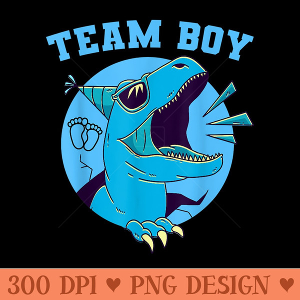 Team Gender Reveal Team Blue Dinosaur Baby Shower Party - Digital PNG Downloads - Eco Friendly And Sustainable