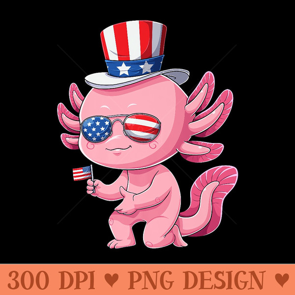 American Axolotl 4th Of July US Flag Patriotic Axolotl USA Premium - PNG graphics - Eco Friendly And Sustainable