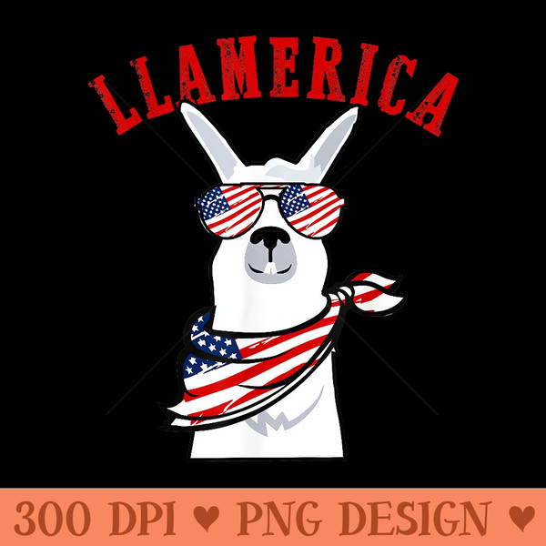 LLAMERICA Funny llama Patriotic 4th of July Veteran Flag Day - PNG Clipart for Graphic Design - Bring Your Designs to Life