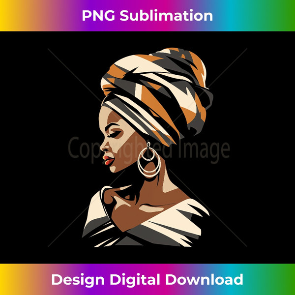 Kente Cloth Head Wrap Ethnic Beautiful African Black Woman Long Sleeve - Eco-Friendly Sublimation PNG Download - Customize with Flair