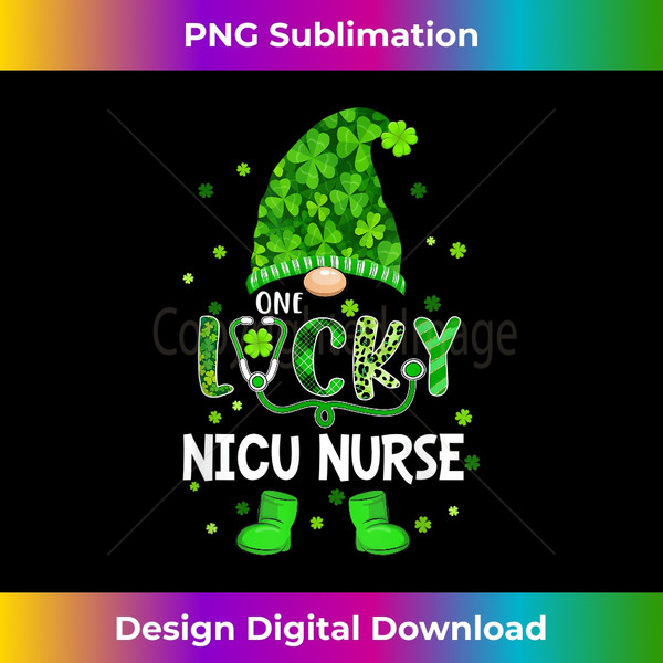 Funny Gnome One Lucky NICU Nurse St Patricks Day Shamrock - Contemporary PNG Sublimation Design - Challenge Creative Boundaries