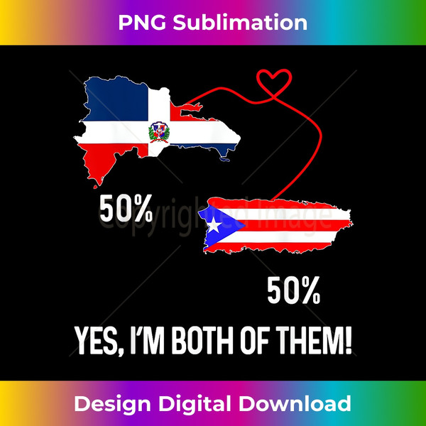 Half Puerto Rican Half Dominican Flag Map Combined PR RD - Sublimation-Optimized PNG File - Striking & Memorable Impressions