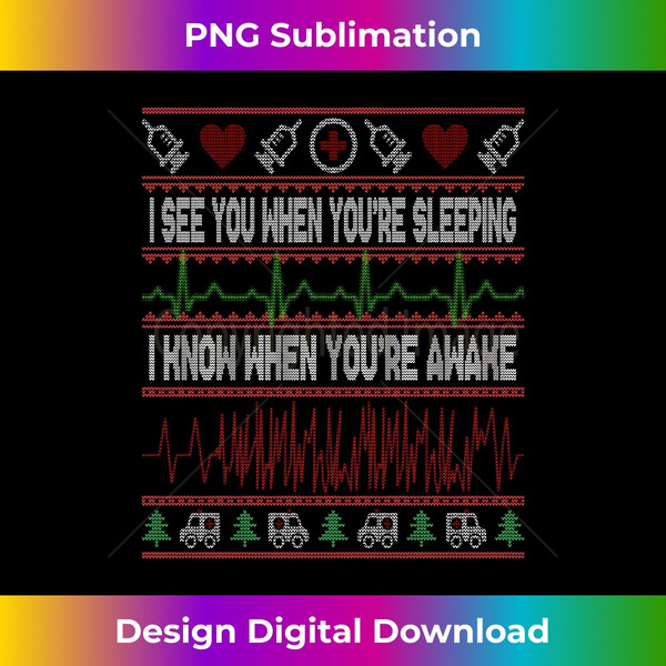 Tachy Nurse Ugly Christmas Sweater Doctor Medical Long Shirt - Digital Sublimation Download File