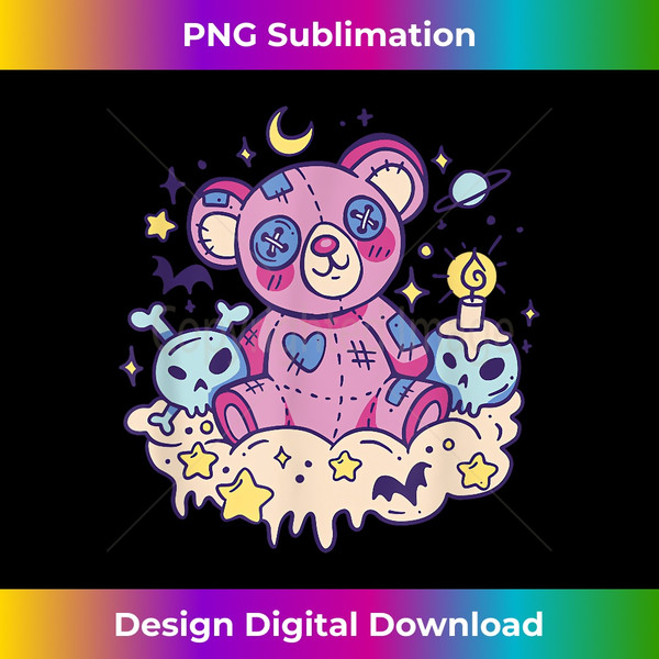 Cute Kawaii goth anime stuffed bear illustration gothic - Elegant Sublimation PNG Download