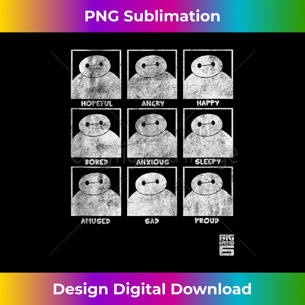 Disney Big Hero 6 Baymax Many Emotions Panels Distressed - Instant Sublimation Digital Download