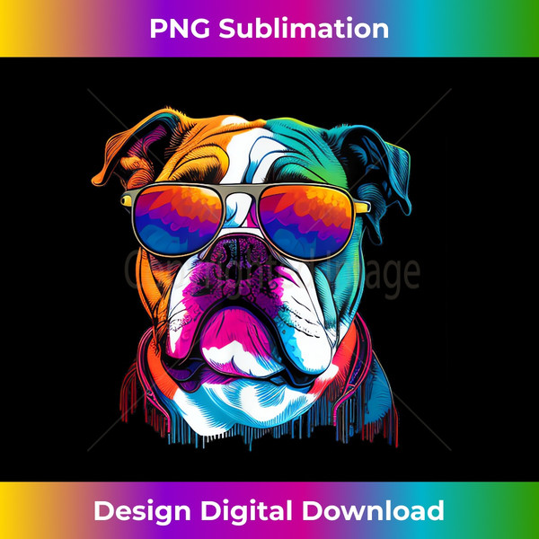 Funny multicolor English Bulldog Face - Elegant Sublimation PNG Download