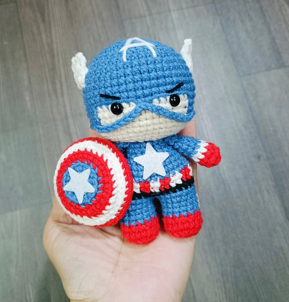 PDF File Avengers Marvel Amigurumi Crochet Pattern - Captain America Keychain (US terms) 4.jpg