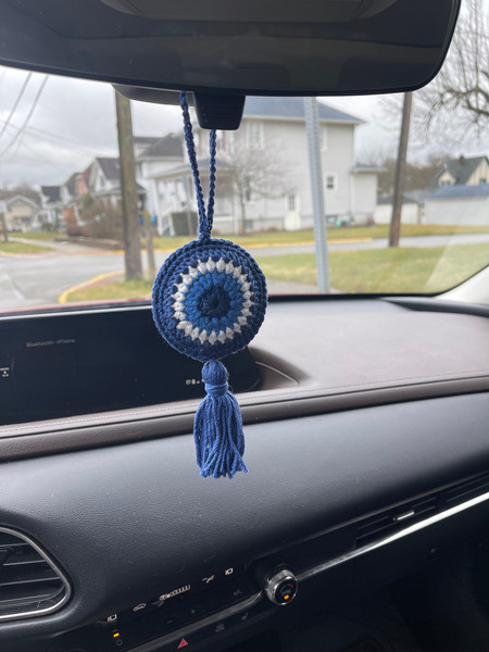 Evil Eye Crochet Car Hanger, Nazar, Car Charm, Evil Eye Decor 3.jpg