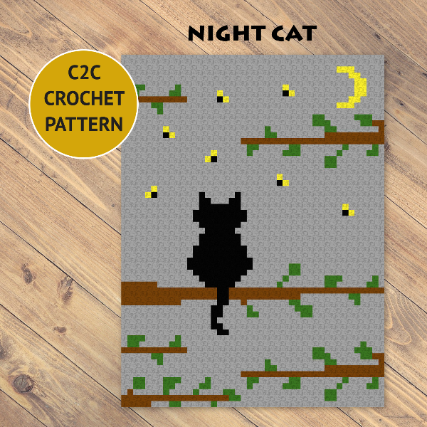 Night Cat crochet blanket pattern