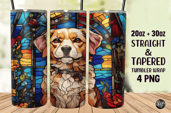 Dog Stained Glass Tumbler Wrap 20oz PNG.png