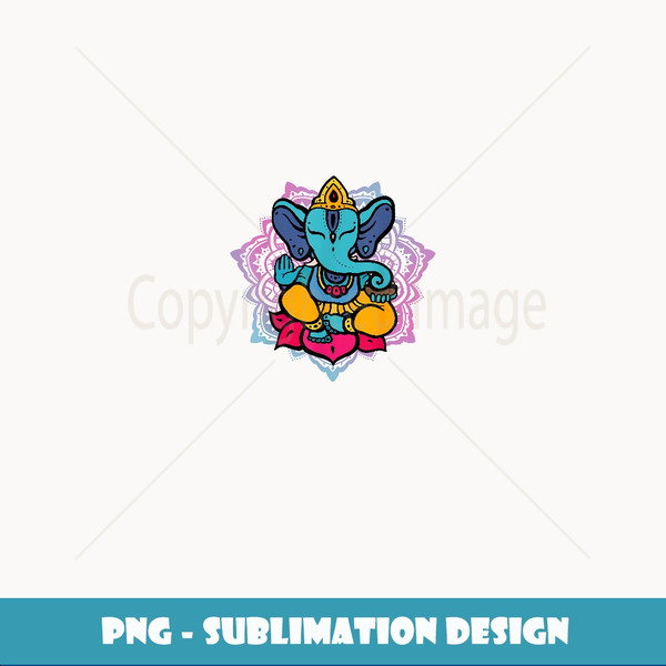 Beautiful Ganesha in Yoga Lotus Meditation Mandala - High-Resolution PNG Sublimation File