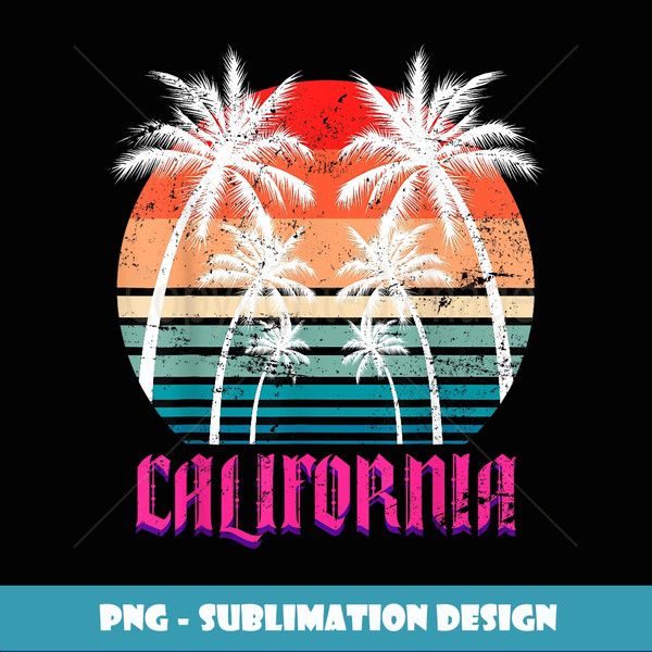 Cali Summer Vacation Palm Trees CA Beach Retro California - Premium PNG Sublimation File