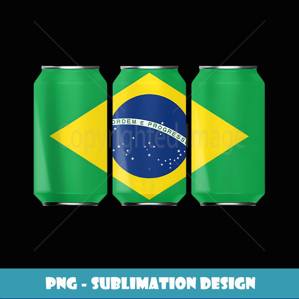 Patriotic Beer Cans Brazil w Brazilian Flag - Trendy Sublimation Digital Download