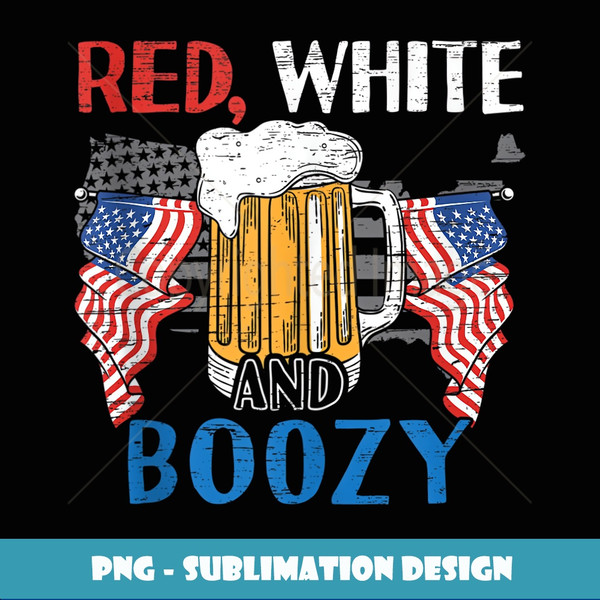 Red White And Boozy made for a Patriotic American Tank Top - Elegant Sublimation PNG Download