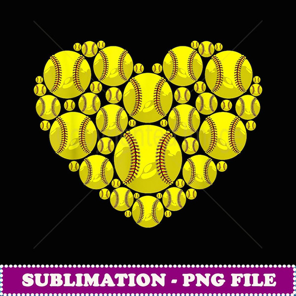 Funny Love Softball Heart Shape Happy Valentine's Day - Exclusive PNG Sublimation Download