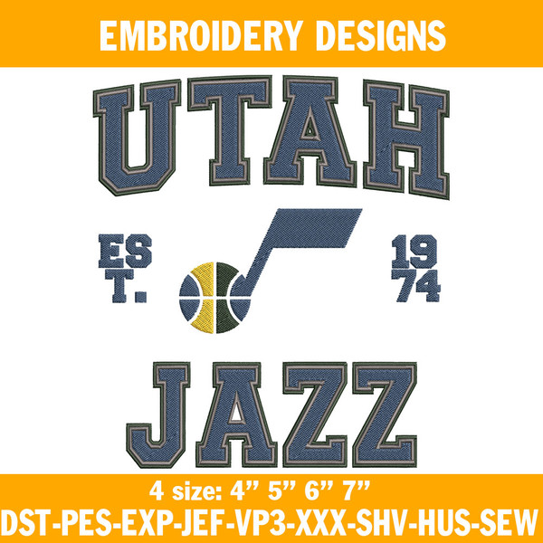 Utah jazz est 1974 Embroidery Designs.jpg