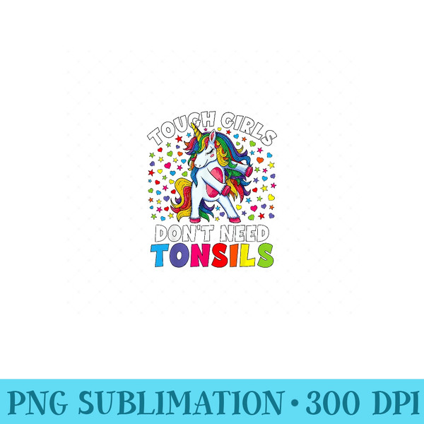 Tonsil Surgery Recovery Girls Unicorn Tonsil Removal - Sublimation PNG Designs - Instant Access To Downloadable Files