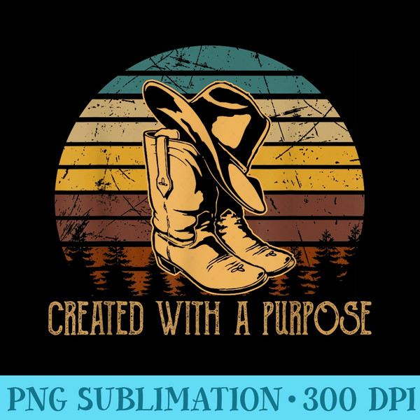 Created With A Purpose Vintage Cowboy Hats and Boots Funny - Download PNG Files - Bold & Eye-catching