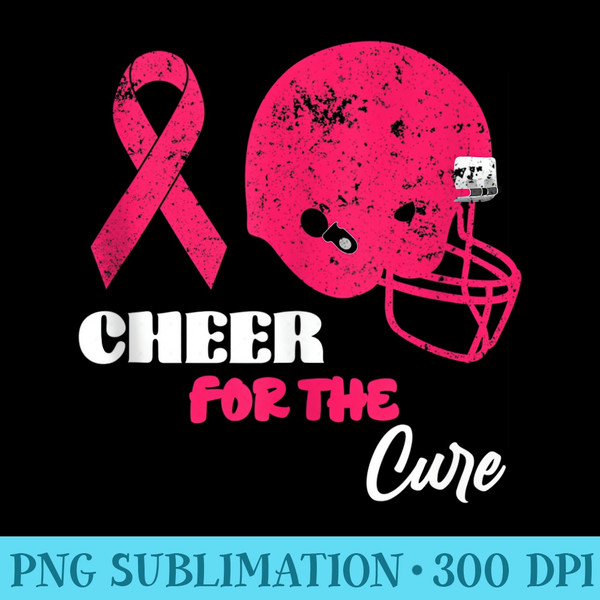 Cheer For The Cure Football Pink Ribbon Breast Cancer Funny - Modern PNG designs - Capture Imagination with Every Detail