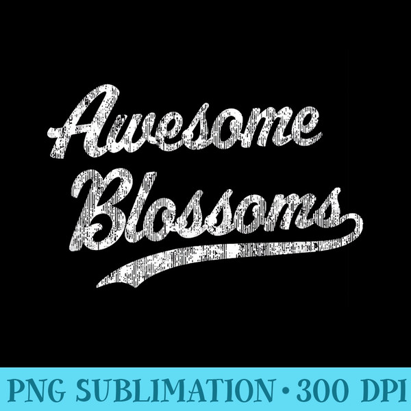 Awesome Blossoms T Vintage Sports Name Design - PNG Download Transparent Background - High Resolution And Print-Ready Designs