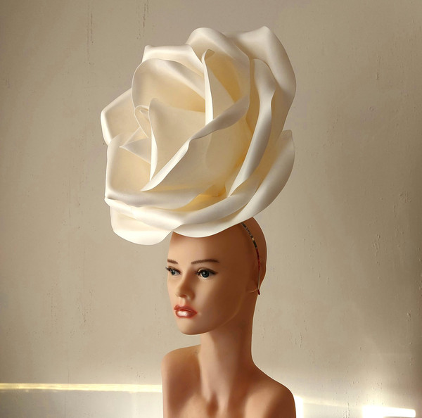 Large flower headpiece Champagne fascinator,.jpg